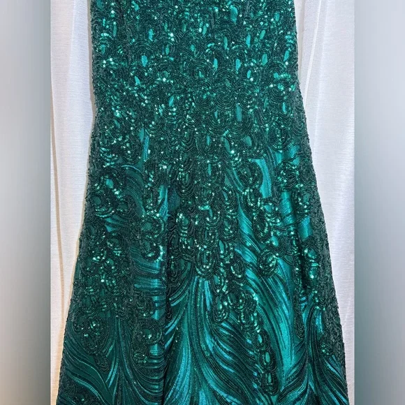 JVN Jovani 60641 Emerald Sequin Prom Ball Gown 6